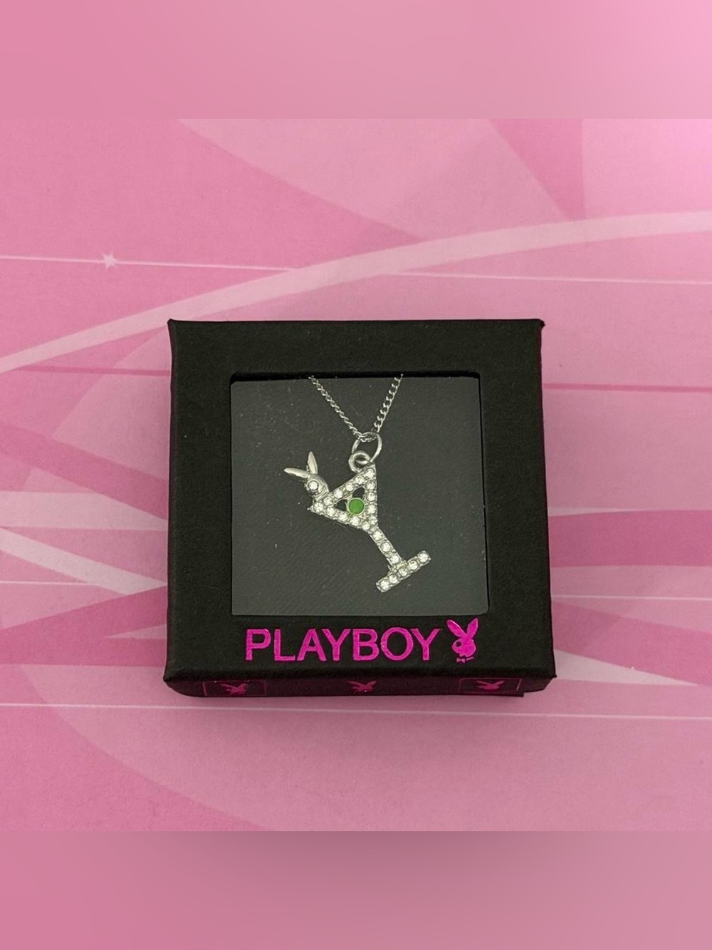 Playboy Y2K martini small bunny necklace NWT